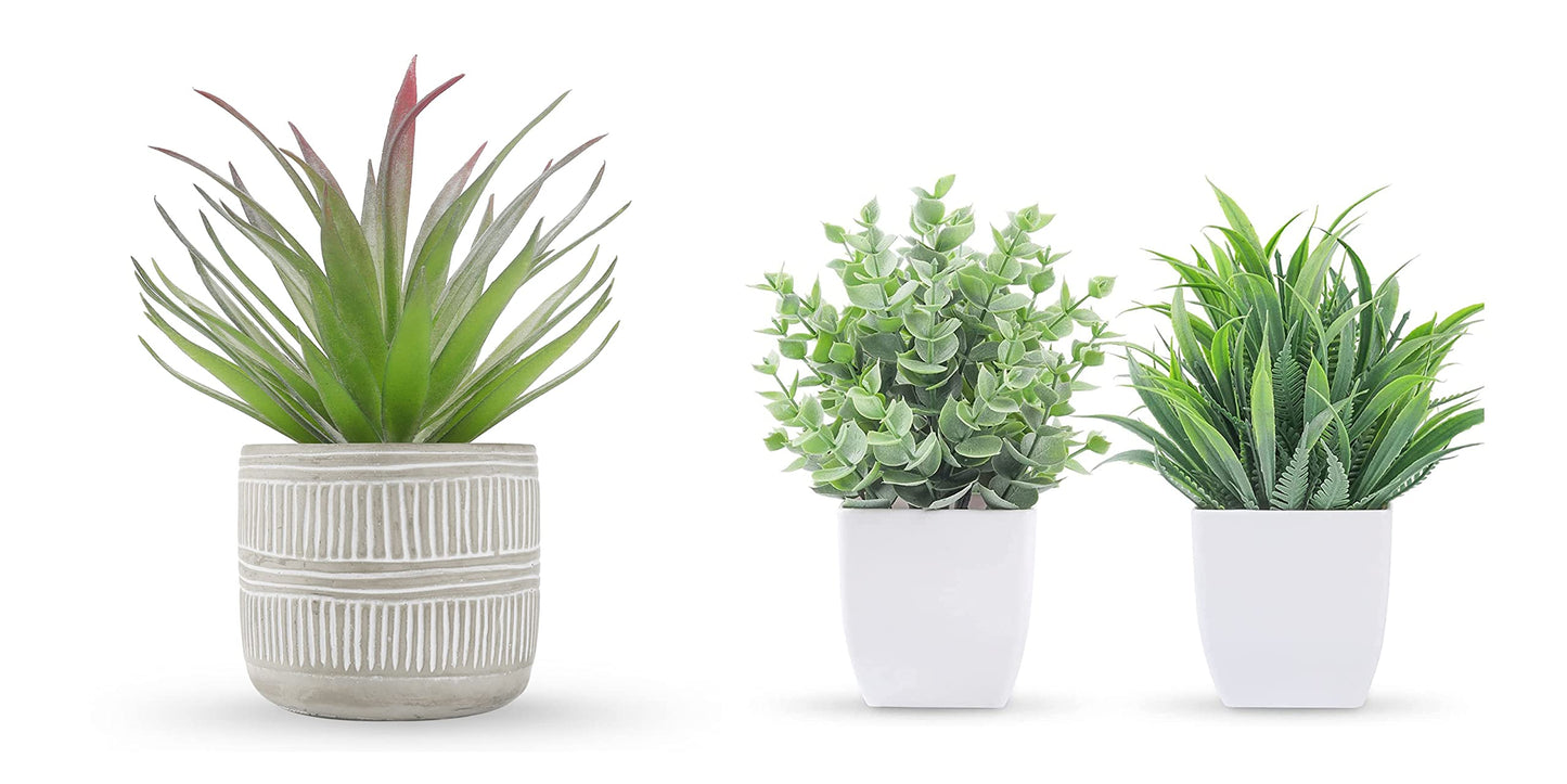 Der Rose Bundle of Fake Succulents Plants and 2 Packs Fake Plants for Table Desk Home Bathroom Office Decor