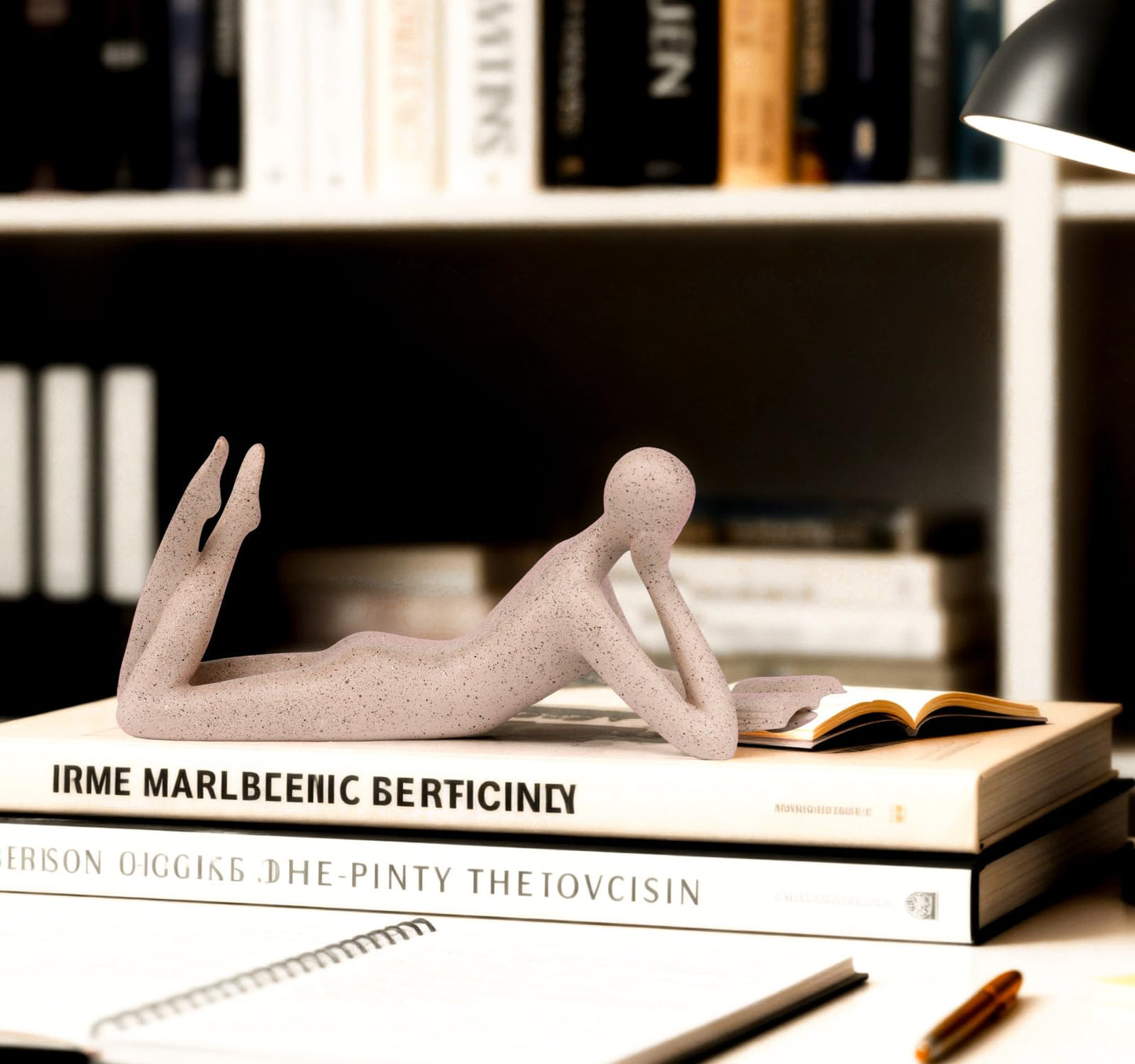 ZMLOOK "Reading Woman Thinker Sculpture is a Modern Abstract Decorative piece, a Favorite Among Book Lovers and Thinkers, Suitable for Placement in Living Rooms, Offices, and bedrooms. (Sandstone A)