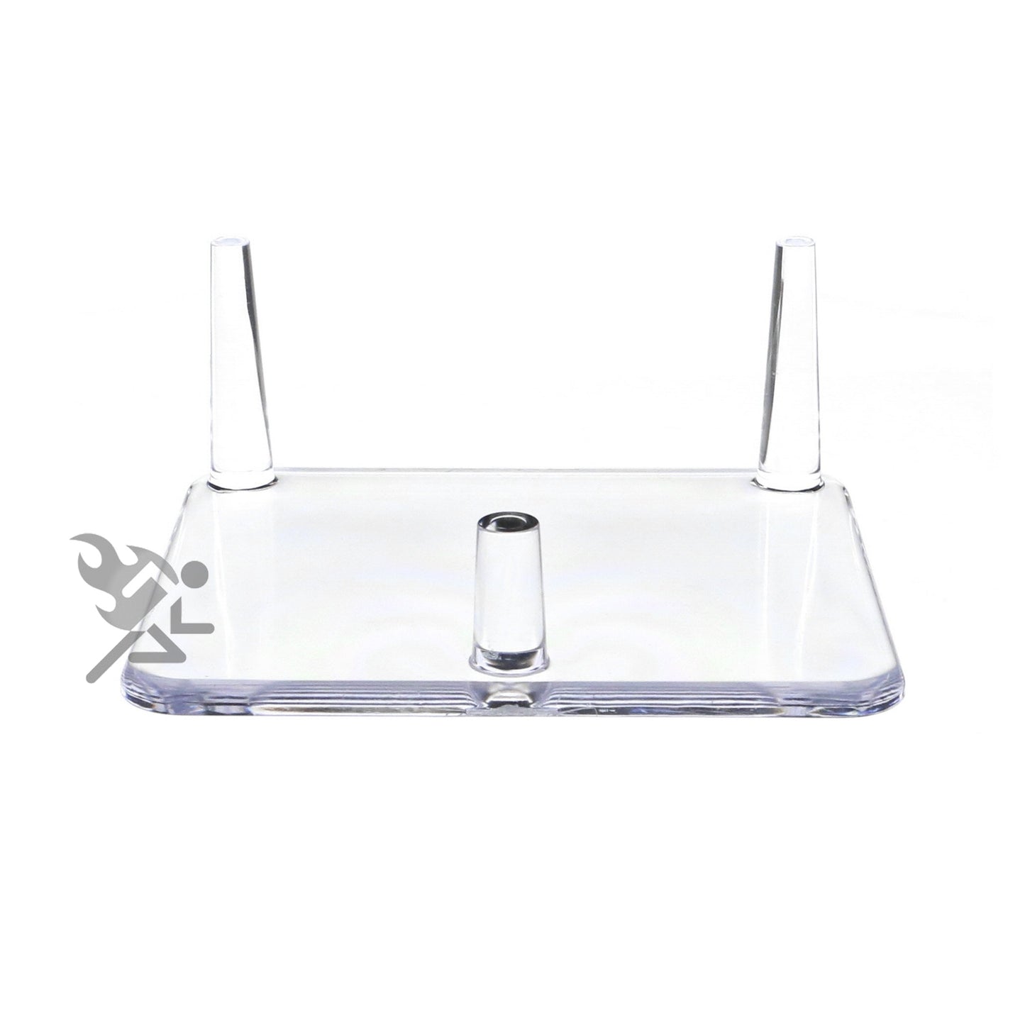 OnFireGuy 4.25" Three-Peg Acrylic Display Stand Easel | 4-1/4" W x 3-1/2" D x 1-3/4" H | Ideal for Displaying Mineral Rocks, Gemstones, Fossils, Geodes, Coral Pieces, Seashells, Rock Specimens, Crystals, Agates