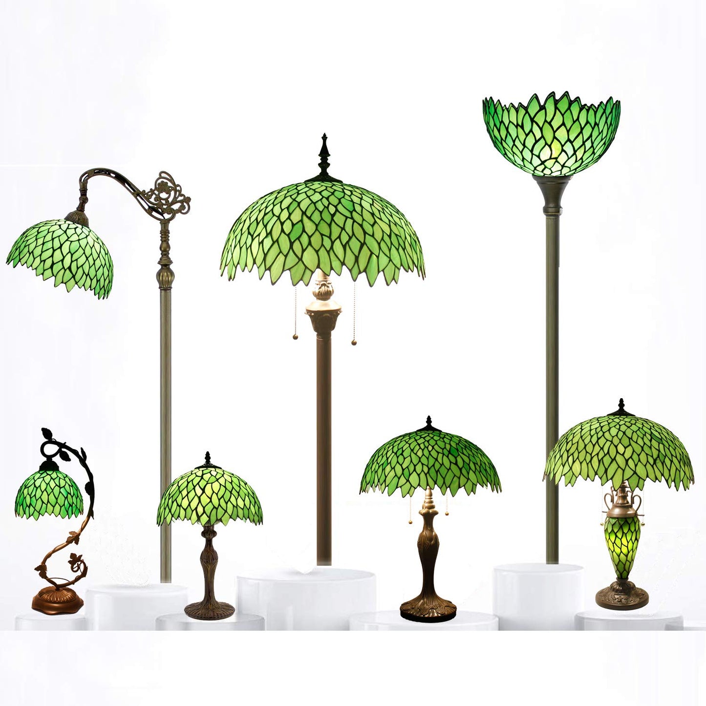 WERFACTORY Tiffany Table Lamp Stained Glass Bedside Lamp Desk Reading Light