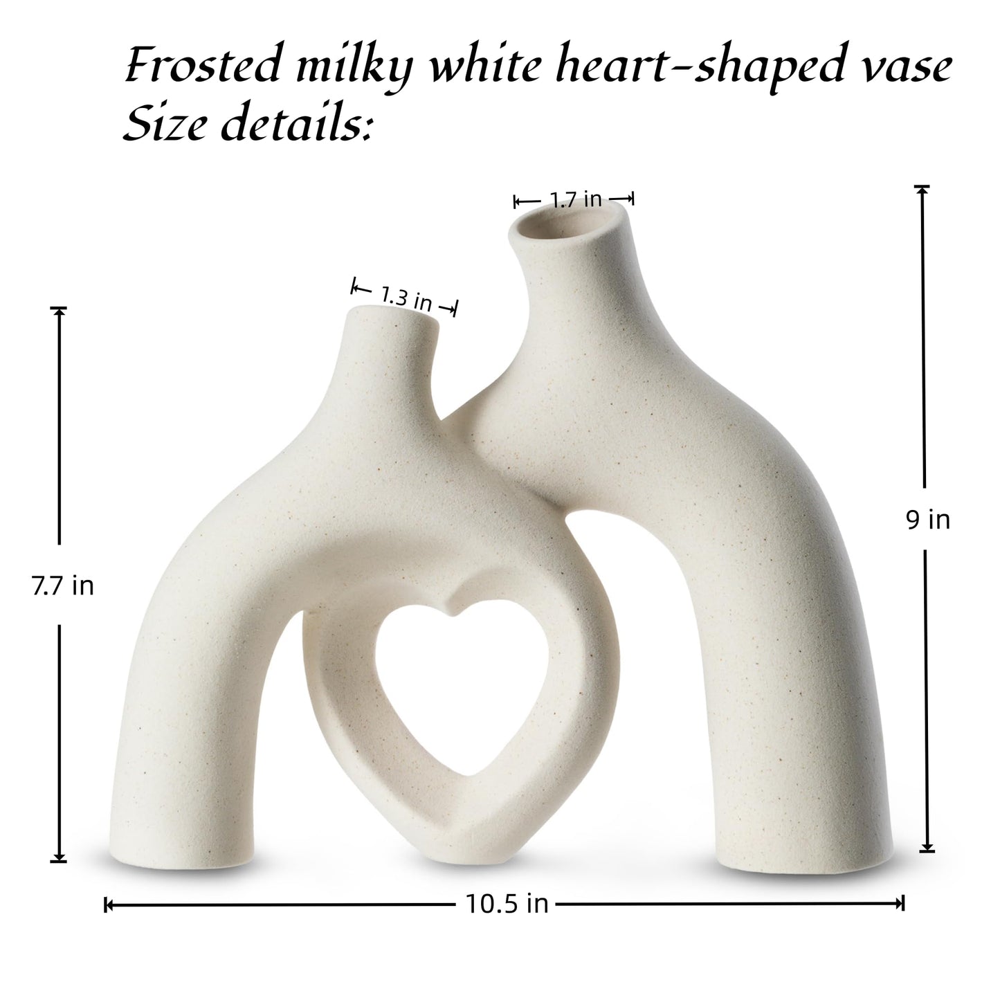 Lvases Matte Off White Abstract Heart Minimalist Modern Ceramic Decor Vase