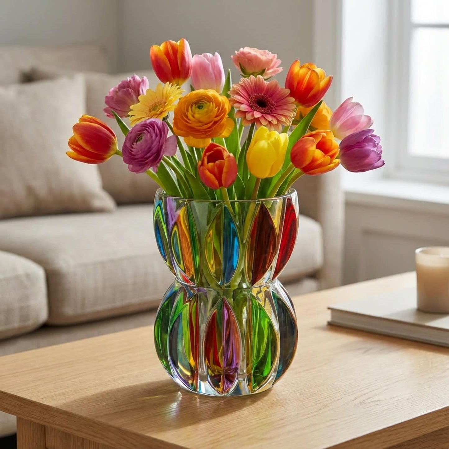 Hand Painted Gold Crystal Glass Vase 6.9 inch Tall (Hand Painted Colorful)