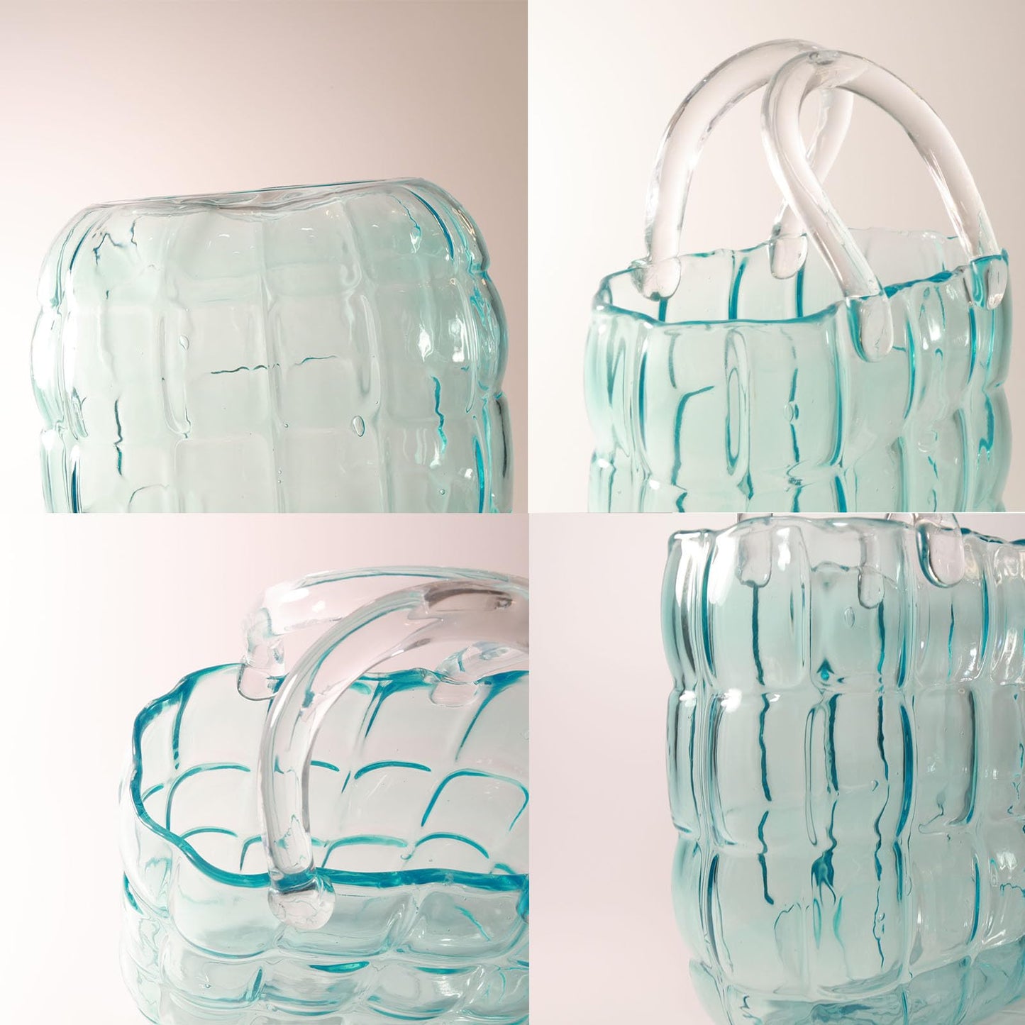 Glass vase - 10.6 inch Handbag-Shaped Woven vase That can be Filled with Water to Serve as a Fish Tank. Customized Gift Box Packaging is Available- Blue