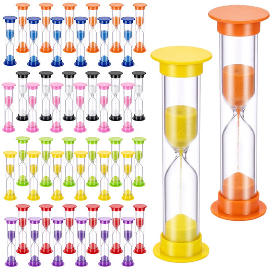 MySHUCE 48 Pcs 2 Minute Sand Timer, Mini Colorful Hourglasses Clock 2 Minute Small Plastic Sand Watch Toothbrush Timer Sandglass for Classroom Teeth Brushing Kitchen Games Office School(Colorful)