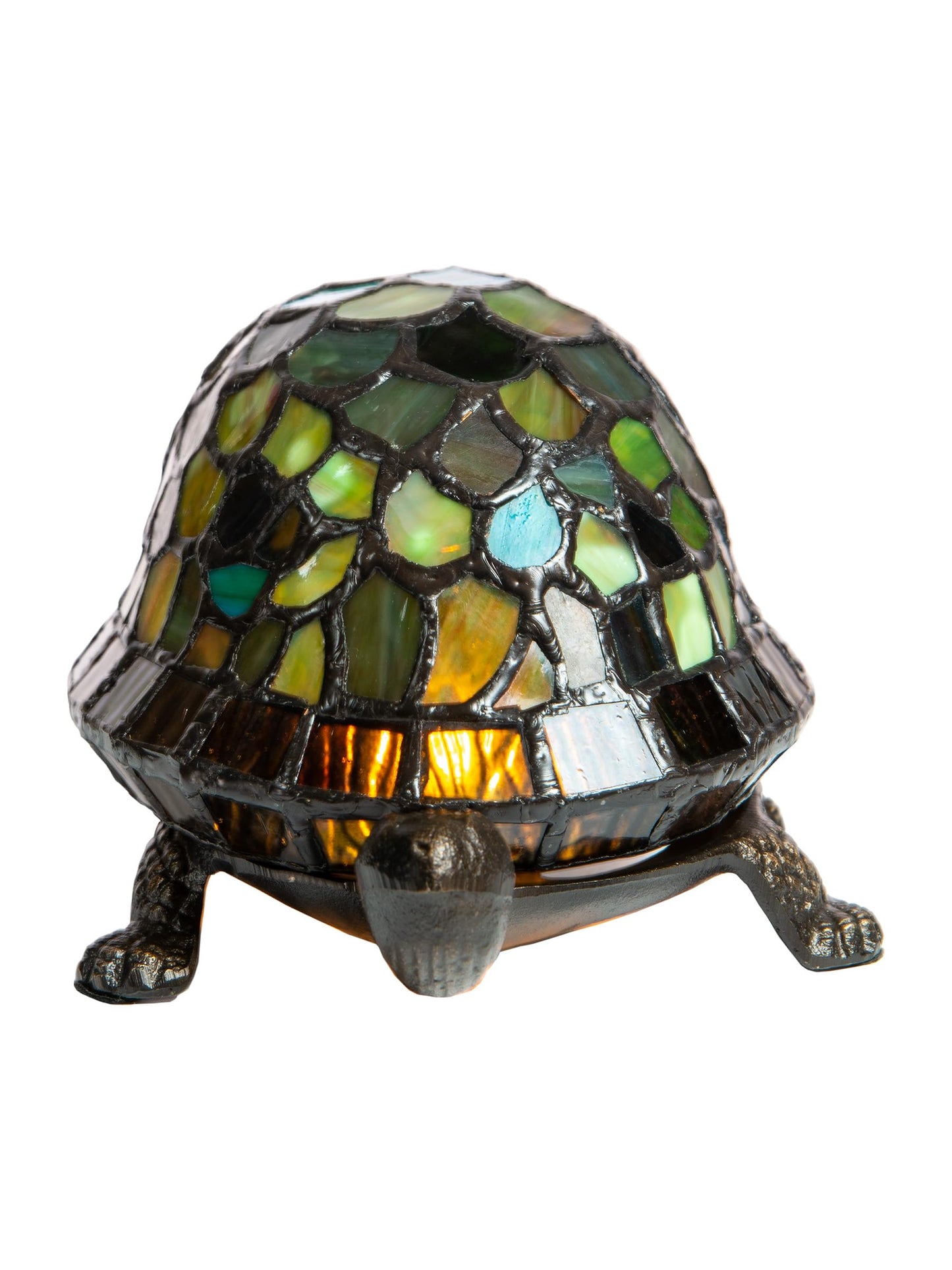 Dale Tiffany 7908/816A Blue Turtle Accent Lamp, Antique Bronze and Art Glass Shade