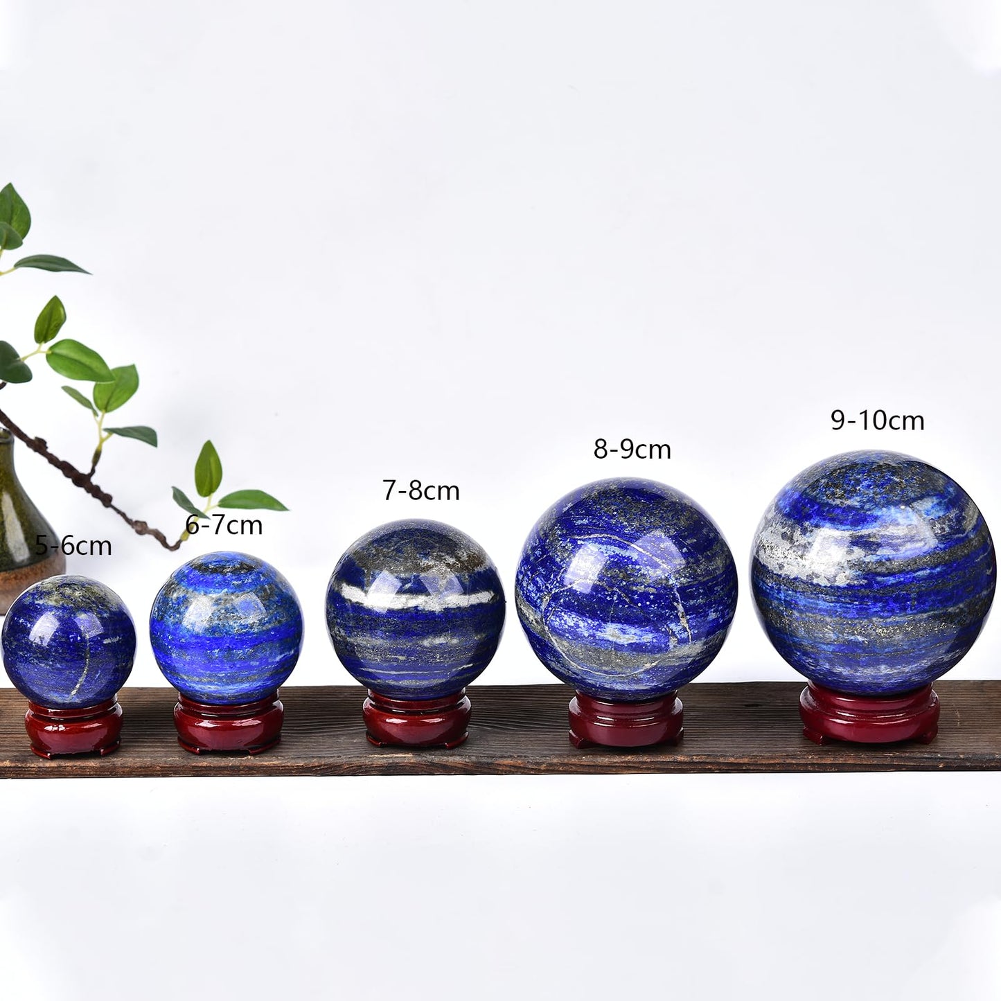 JIC Gem Lapis Lazuli Quartz Crystal Ball with Wooden Stand - Blue Crystal Sphere for Feng Shui Decor & Spiritual Gifts - 60-70mm