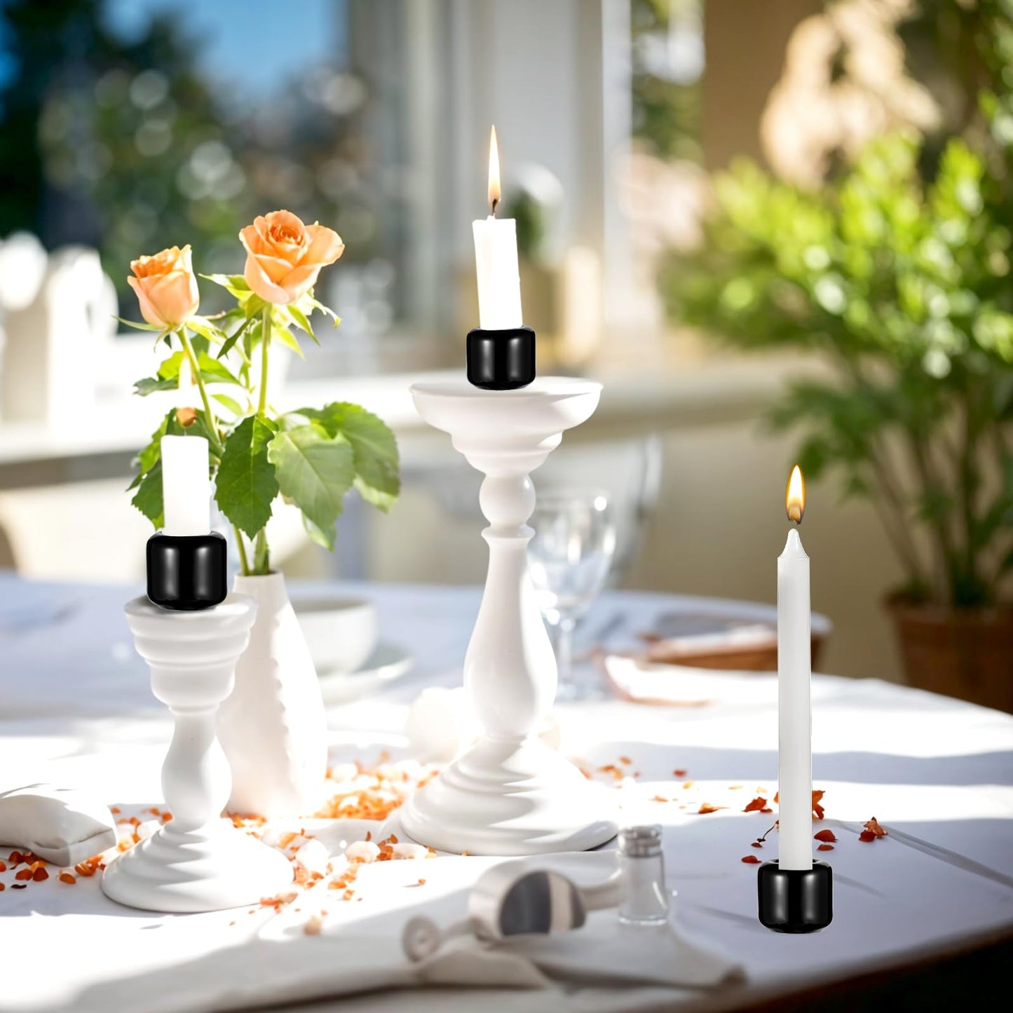 20 pcs Ceramic Chime Candle Holder Set, Great for Casting Chimes, Rituals, Spells, Vigil, Witchcraft, Wiccan Supplies & More (0.7 Inch, Black)