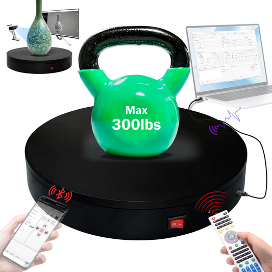 Programmable Motorized Electric Turntable Command-Controlled Rotating Platform Photography Turntable Secondary Development Motorized Electric Lazy Susan for 3D Scaner or Display with USB/Bluetooth