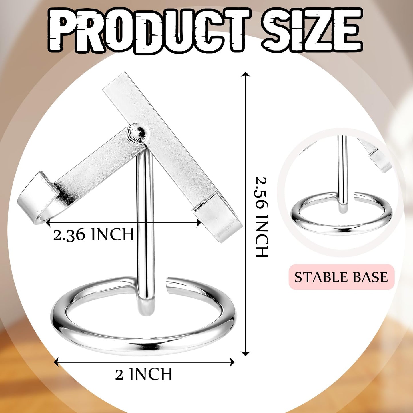 Shimeyao 4 Pcs Metal Crystal Heart Stone Stand Crystal Ball Holder Rock Display Stand Mineral Specimen Display Easel Holder for Gemstones Fossils Agate Slabs Plates (Silver,2 x 2.36 x 2.56 Inch)