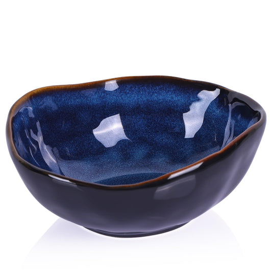 XIYOUQI 6" Blue Ceramic Decorative Bowl, Key Bowl for Entryway Table, Candy Dishes, Salad Bowl, Fruit Bowl for Kitchen Counter, Blue Small Jewelry Trinket Dish for Bedroom, Bedside Table, Living Room