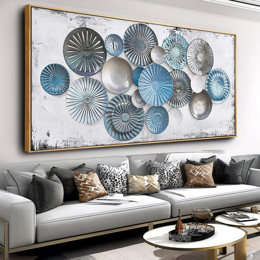 Wall Art Floral Rustic Wall Decor Blue and Grey Canvas Painting Abstract Wall Art for Bedroom Living Room Dining Room Home Office Decor 20"x40" with Framed