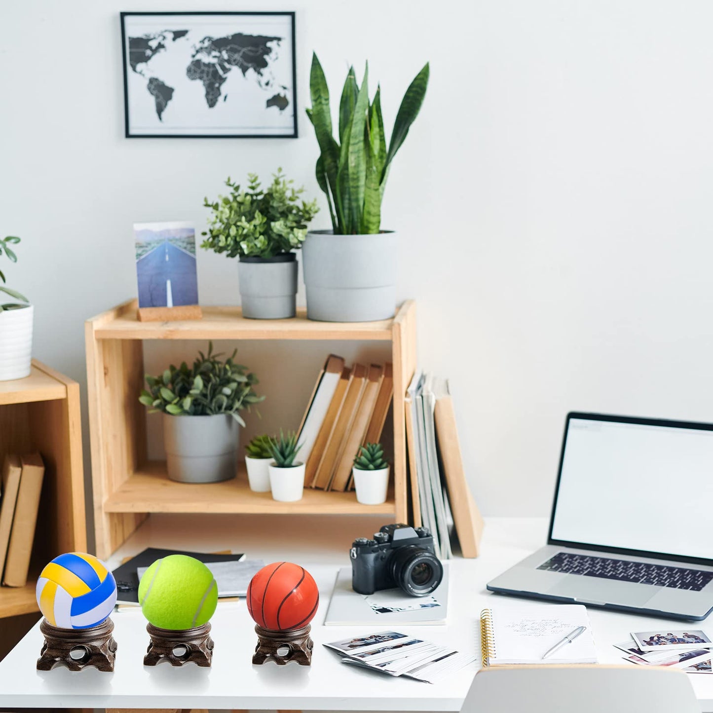 Taiyin 9 Pieces Wooden Sphere Stands for Display Mini Crystal Ball Holder Stone Rock - 3 Sizes: 0.79, 1.18, 1.57 Inch for Globe Gemstone Home Decor