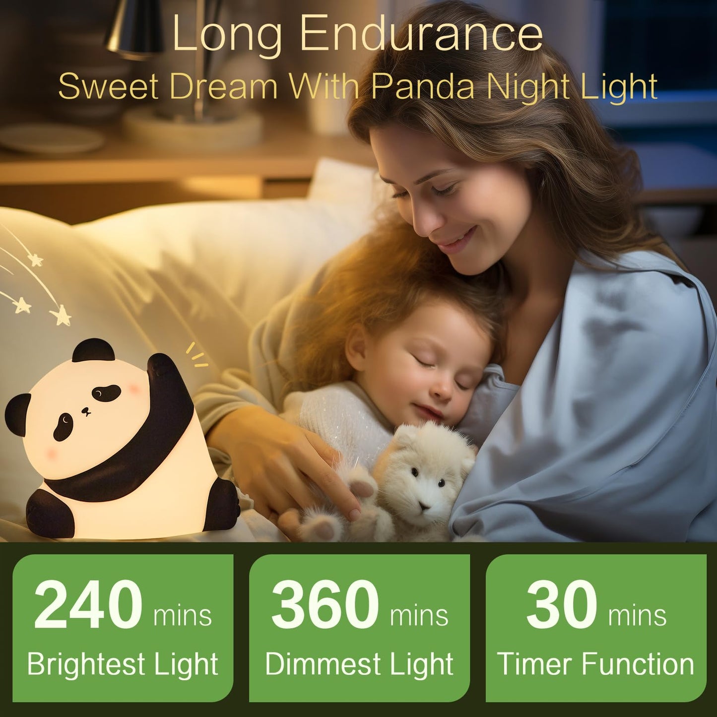 R YRHH-PET Kungfu Pose Panda Night Light, Squishy Cute Lamp Baby Panda Gift