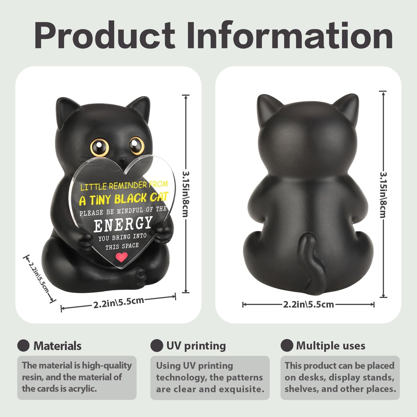 FTONENI Black Cat Desk Figurine Encouragement Gift, Positive Office Desk Decor for Coworker Teacher Nurse, Appreciation Gift for Team Colleague Workplace - FDD620