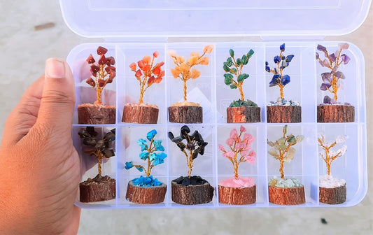 12Pcs Crystal Tree Box, Crystal Mystery Box, Beautiful Small Crystal Tree, Gemstone Tree Box, Money Tree Box, Feng Shui Home Decor Gift