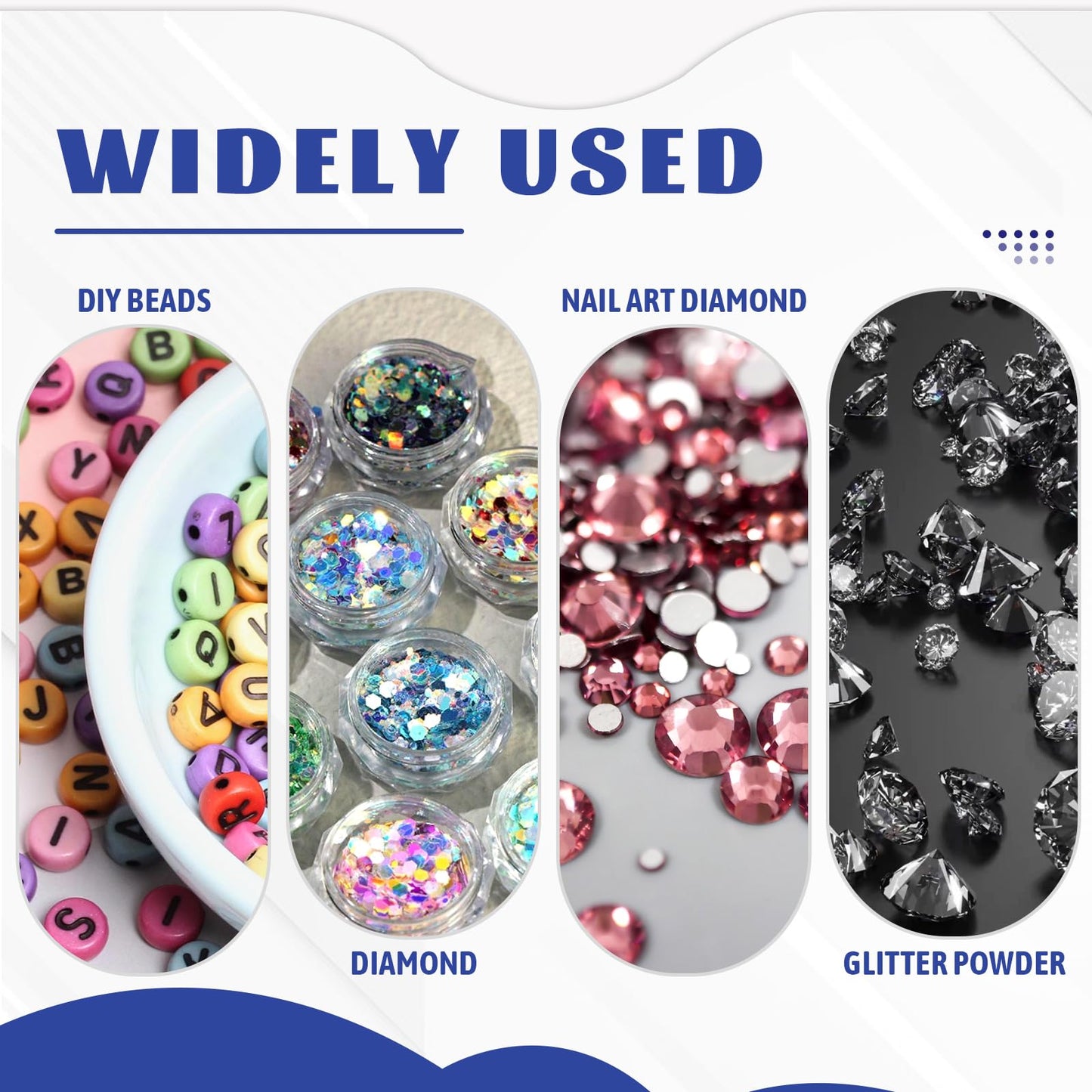 simarro 50 Gem Display Case Diamond Gemstone Storage Box Small Round Plastic Containers Box Jewelry Organizer Container with Foam for Collectibles Rhinestone Crystal Small Items, Jewelry
