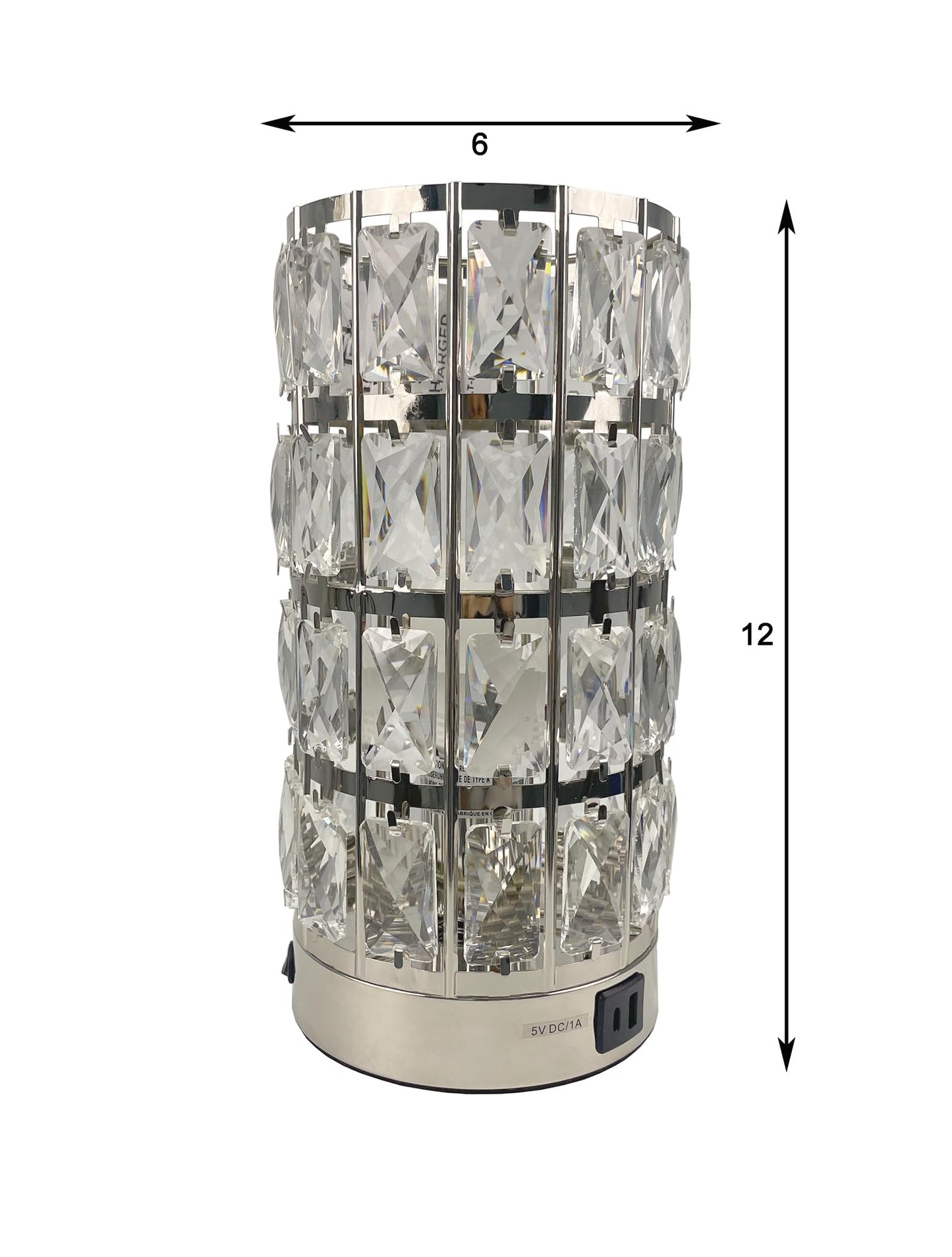 Jposbeam Cylinder Crystal Table Lamp,K9 Crystal,Triangular Prism, USB Charging,Includes LED Bulbs