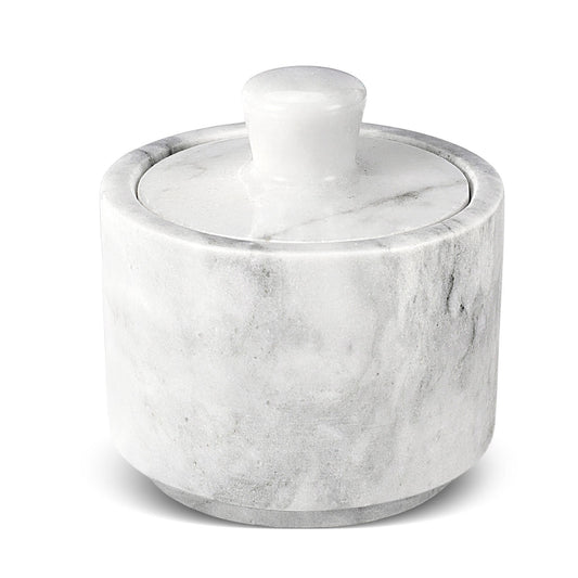 Flexzion Marble Salt Cellar with Lid, Multi-Purpose Marble Container for Salt, Pepper, Paprika and Powdered Herbs, Salt Containers for Countertop, Box for Jewelry, Watches & Accessories (White)