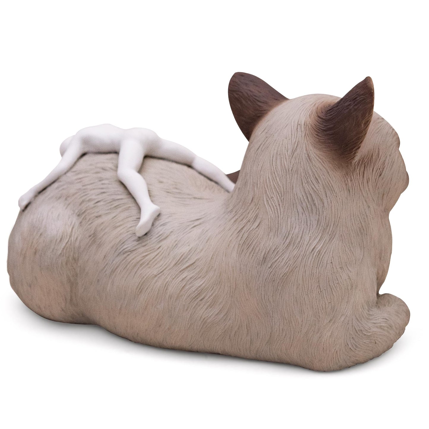 JARLL Handcrafted Birman Cat Figurine with Resting Human, Symbolic Sculpture of Trust and Emotional Bond, Unique Home Decor Gift for Cat Lovers & Pet Owners