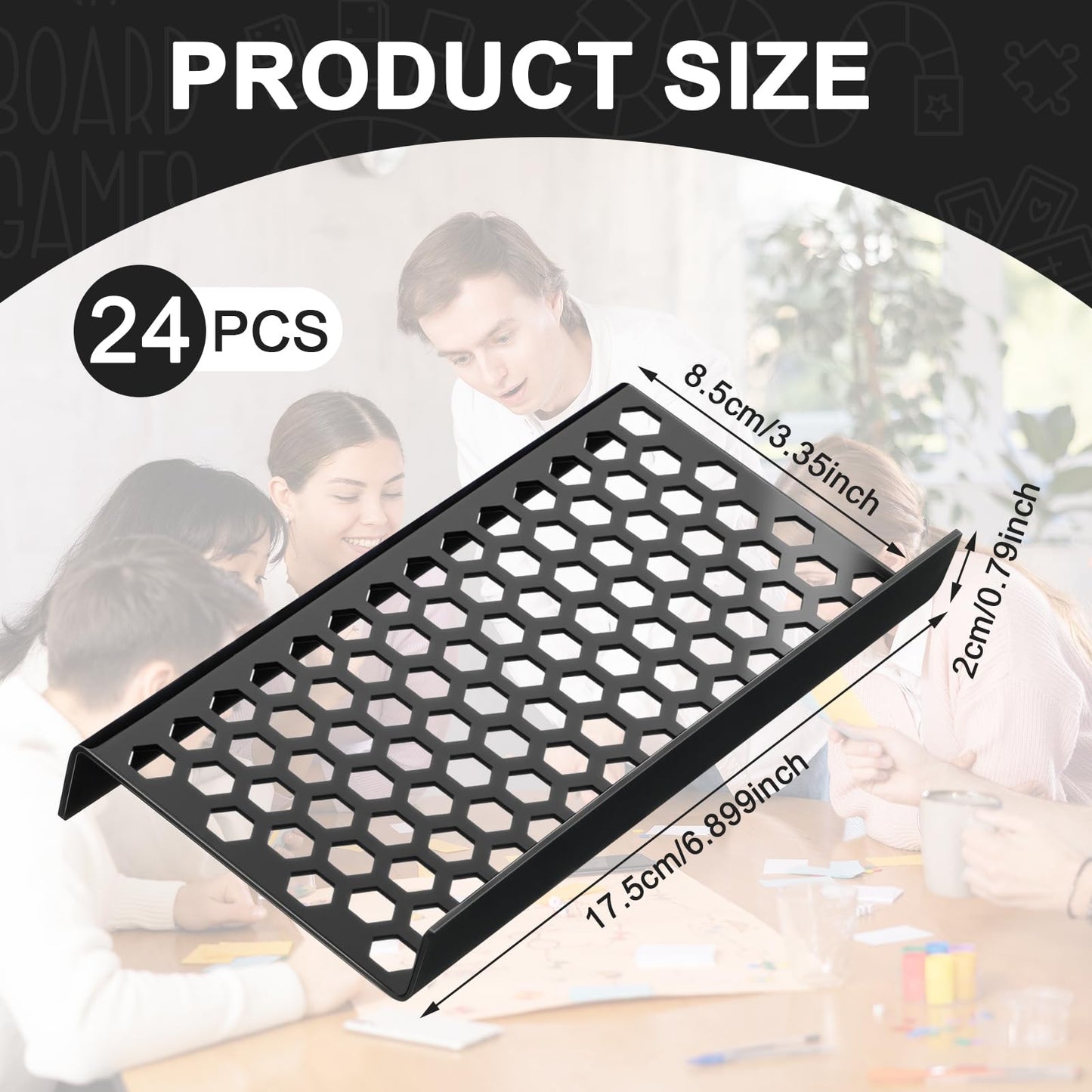 Yalikop 24 Pcs Trading Card Risers for Display Case Acrylic Modular Display Risers for Cardshow Vendor Sport Card Board Game (Honeycomb)