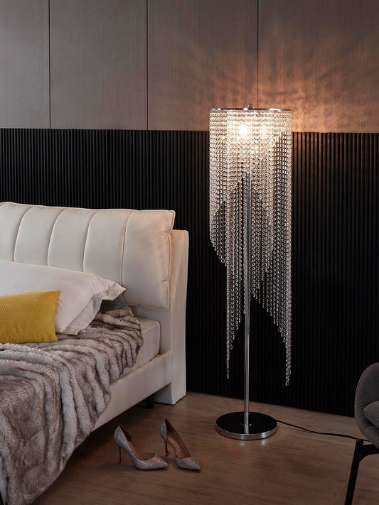 Surpars House Crystal Floor Lamp, Elegant Rain Lamp, Modern Lava Lamp for Living Room, Bedroom, Girls Room, Silver Chrome