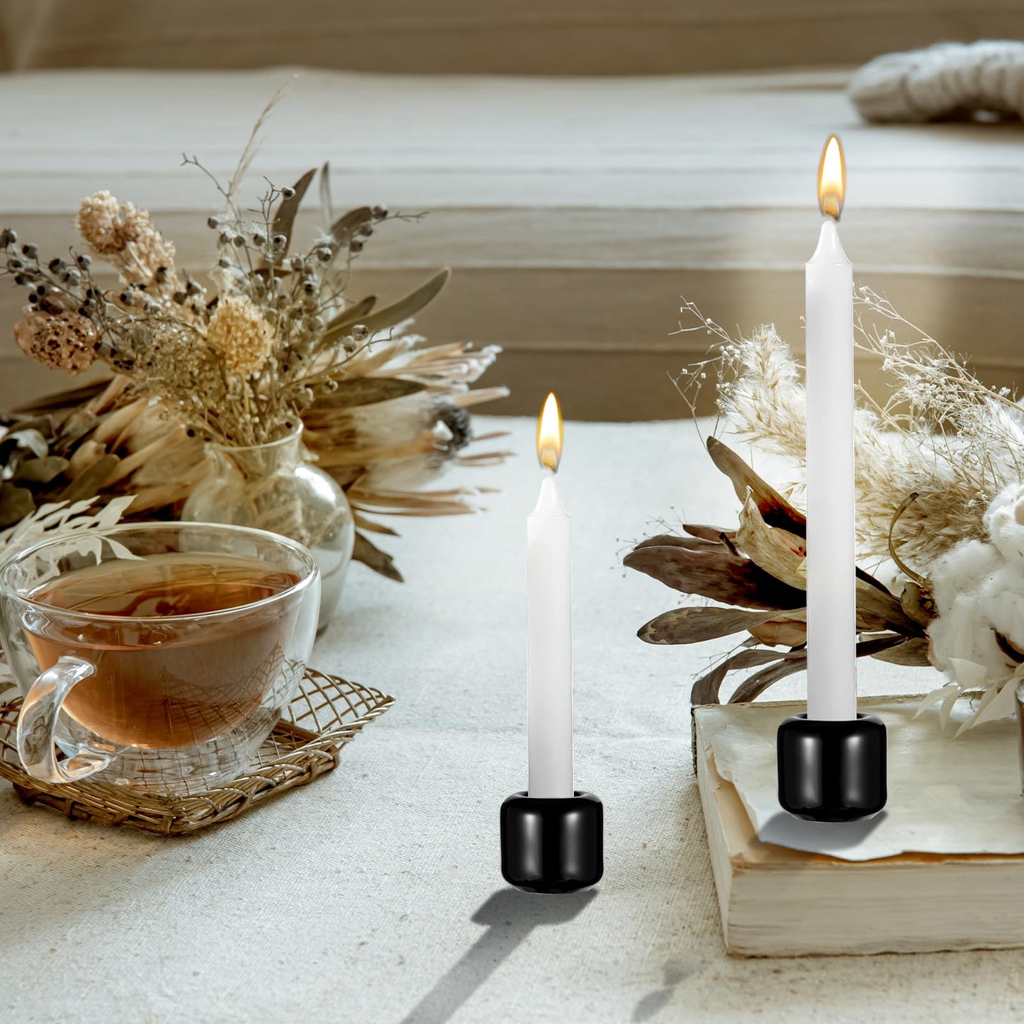 20 pcs Ceramic Chime Candle Holder Set, Great for Casting Chimes, Rituals, Spells, Vigil, Witchcraft, Wiccan Supplies & More (0.7 Inch, Black)