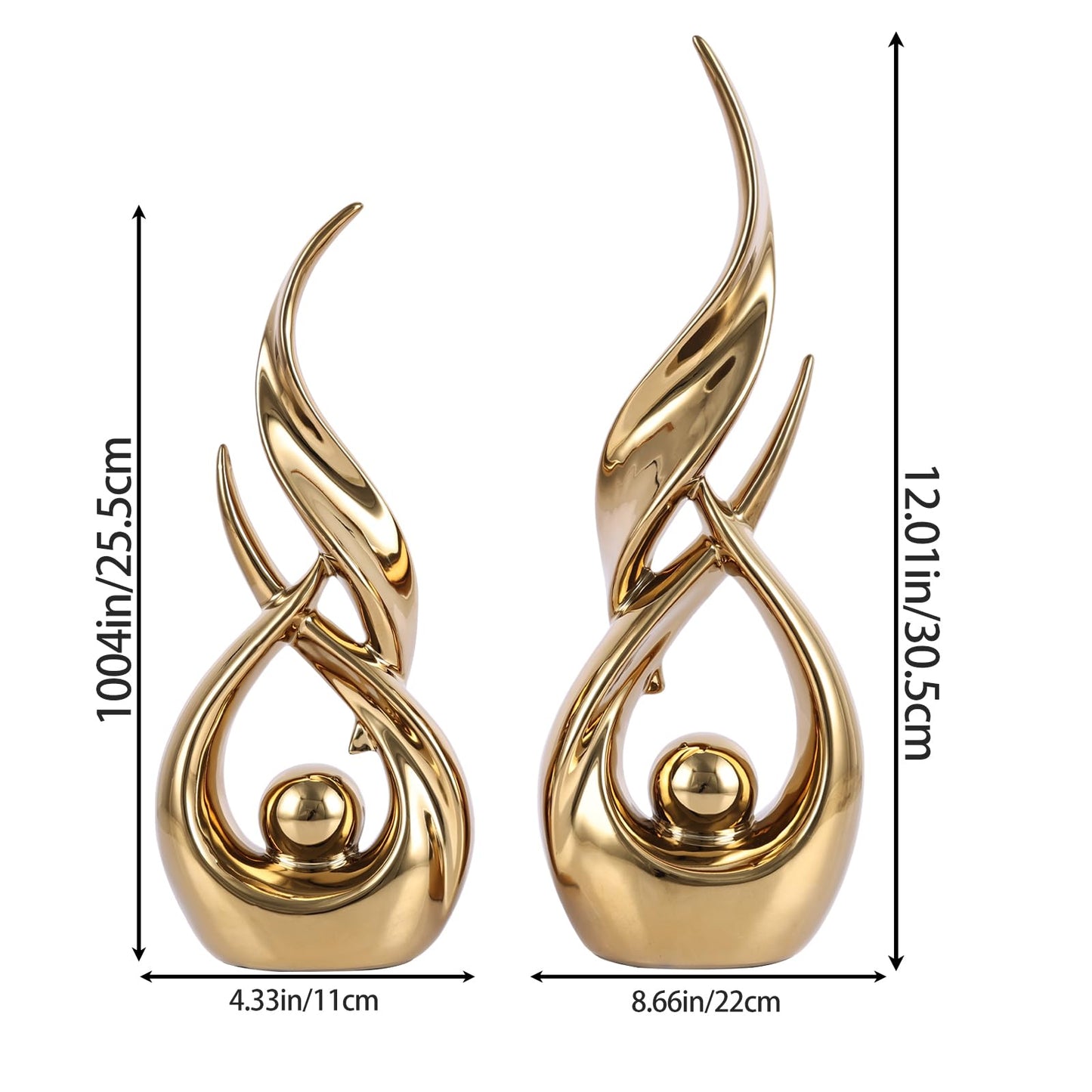 DOVDOV 2-Piece Abstract Gold Home Decor Set, Ceramic Abstract Sculptures, Modern Art Pieces, Suitable for Coffee Table Tops, Office Bookshelves, Dining Table Centers, and entryway Decor.
