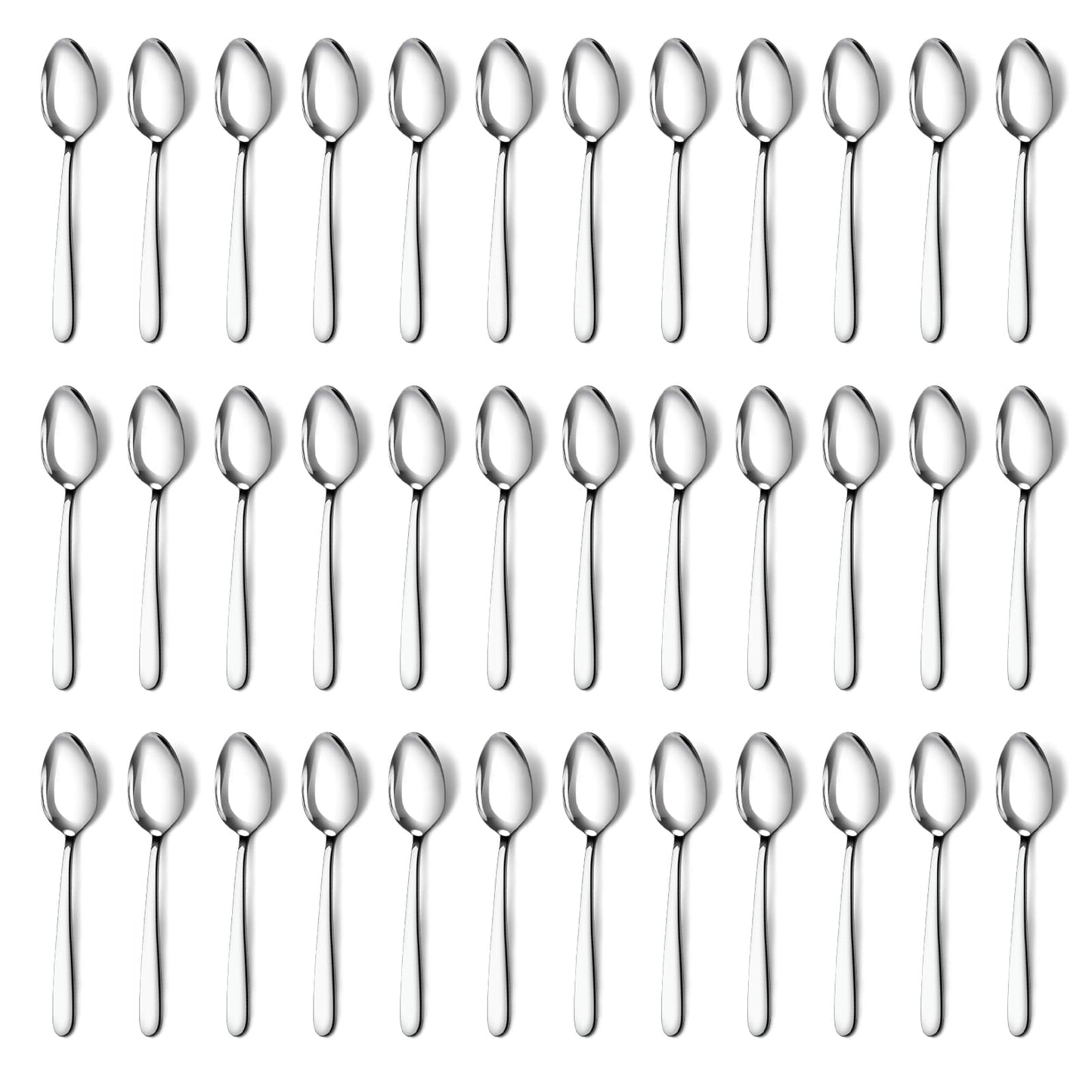 Pleafind 36 Pieces Teaspoons Set (6.2 inch), Spoon Silverware, Stainless Steel Tea Spoons, Mirror Polished Small Teaspoon, Dessert Spoons for Home, Kitchen, Restaurant, Dishwasher Safe