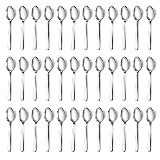 Pleafind 36 Pieces Teaspoons Set (6.2 inch), Spoon Silverware, Stainless Steel Tea Spoons, Mirror Polished Small Teaspoon, Dessert Spoons for Home, Kitchen, Restaurant, Dishwasher Safe