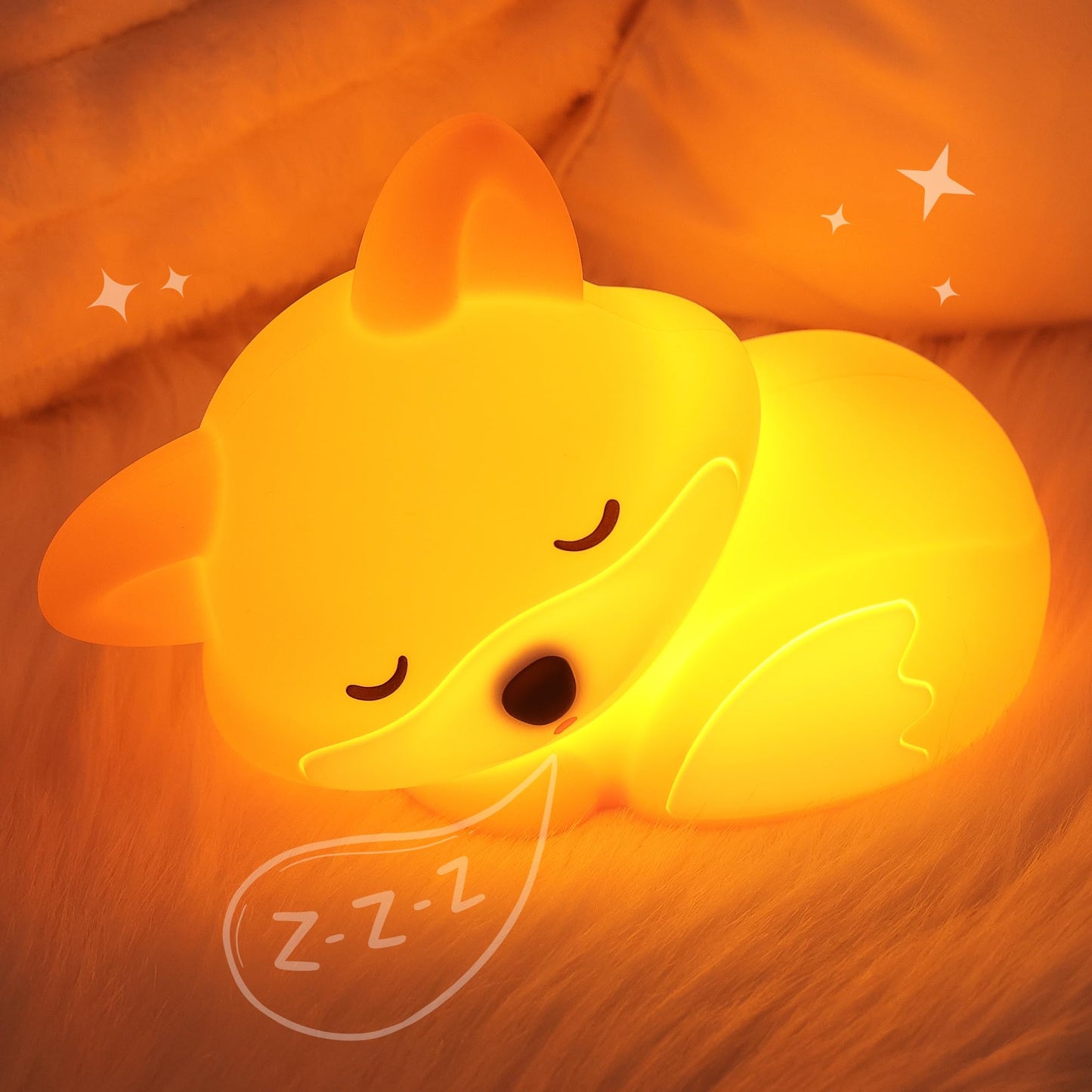 Okayera Fox Night Light for Kids, Rechargeable Squishy Silicone Fox Lamp with Dimmable Timer, Nursery Breastfeeding Toddler Bedside Decor, Birthday White Elephant Novelty Gift for Baby Girl Boy Friend