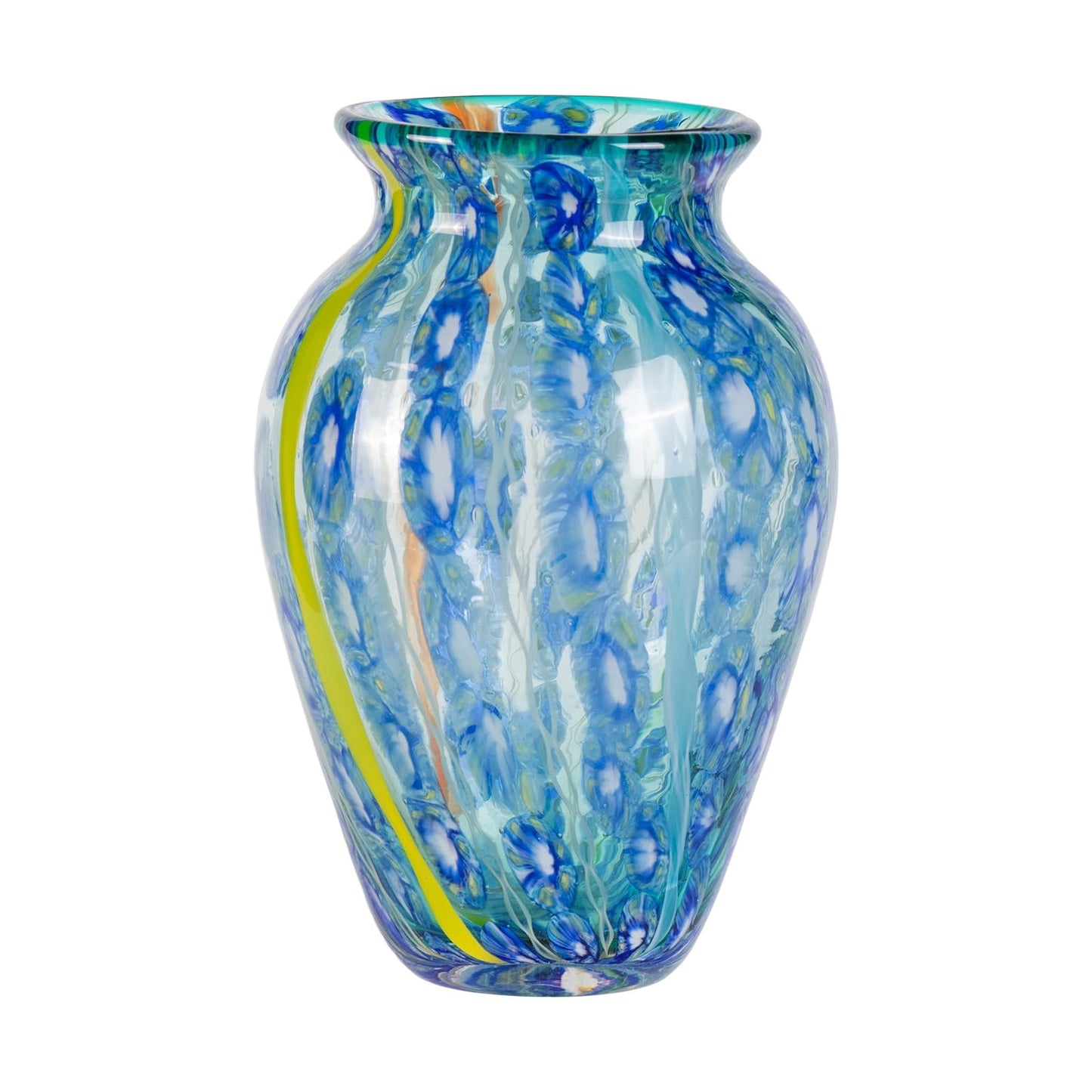 Glass Vases for Flower, Unique Hand Blown Blue Glass Vase, Modern Art Decorative for Home Living Room, Office, Table centerpieces, Bookshelves and Wedding Decorations (JG30)