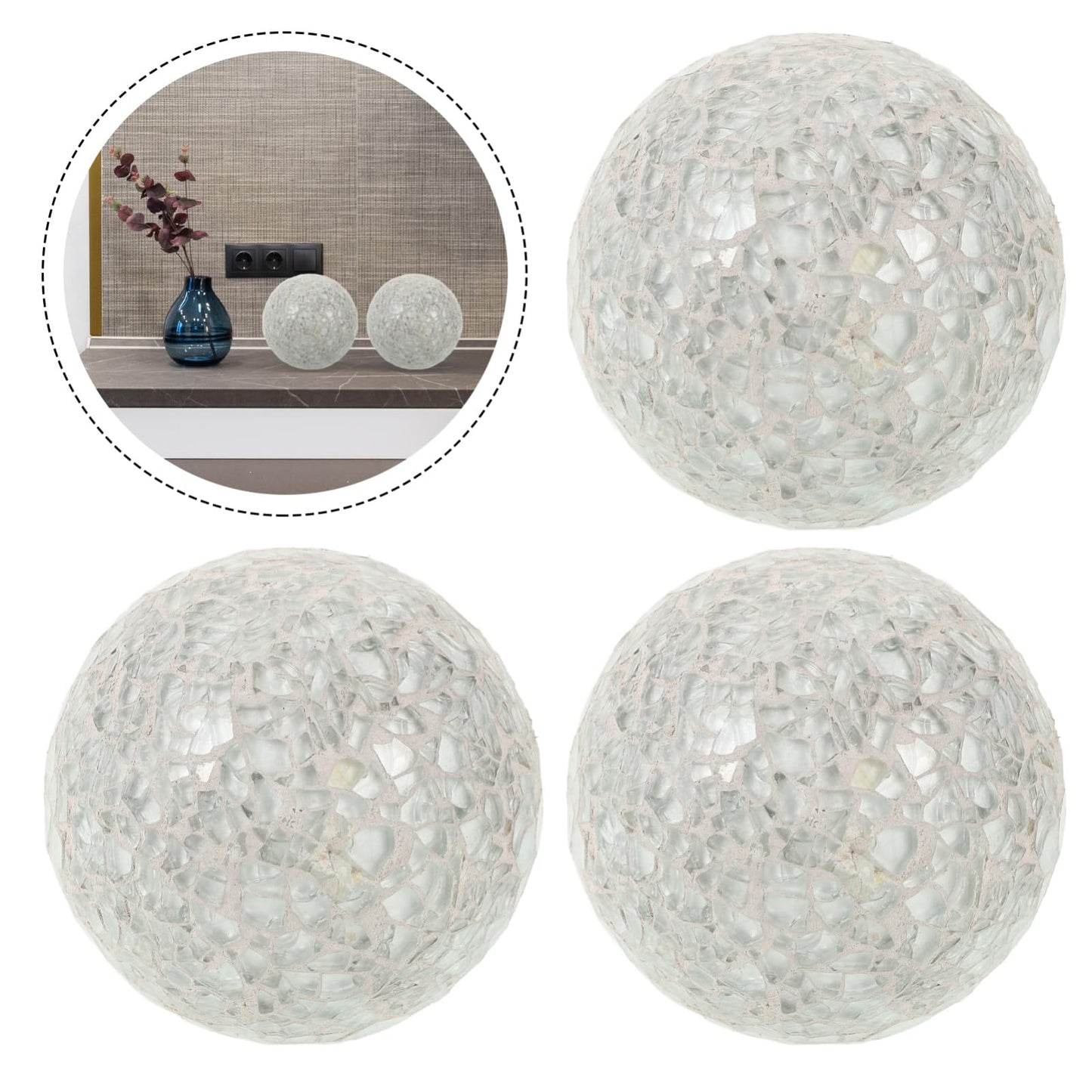 Alipis Decorative Balls 3.14 Inch Sphere Ornaments Set of 3 Lightweight Foam Tabletop Decor for Home Wedding Party Centerpieces Indoor Outdoor Display