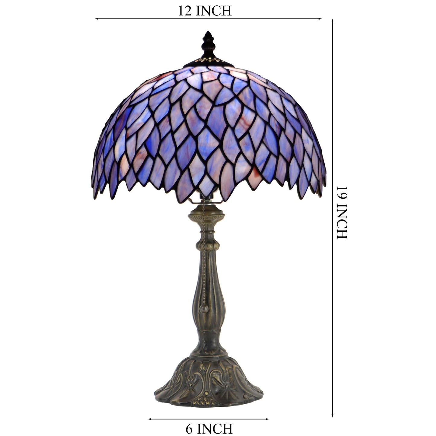 HZYFFYU Tiffany Style Lamp Stained Glass Table Lamp Memory Sympathy Desk Reading Light 12X19 Inch (Wisteria Style)