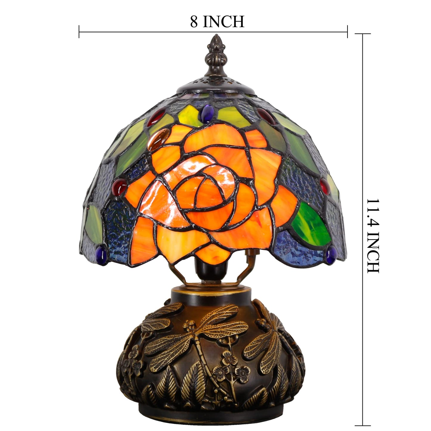 Small Tiffany Lamp Mini Stained Glass Table Lamp Yellow Purple Rose Style