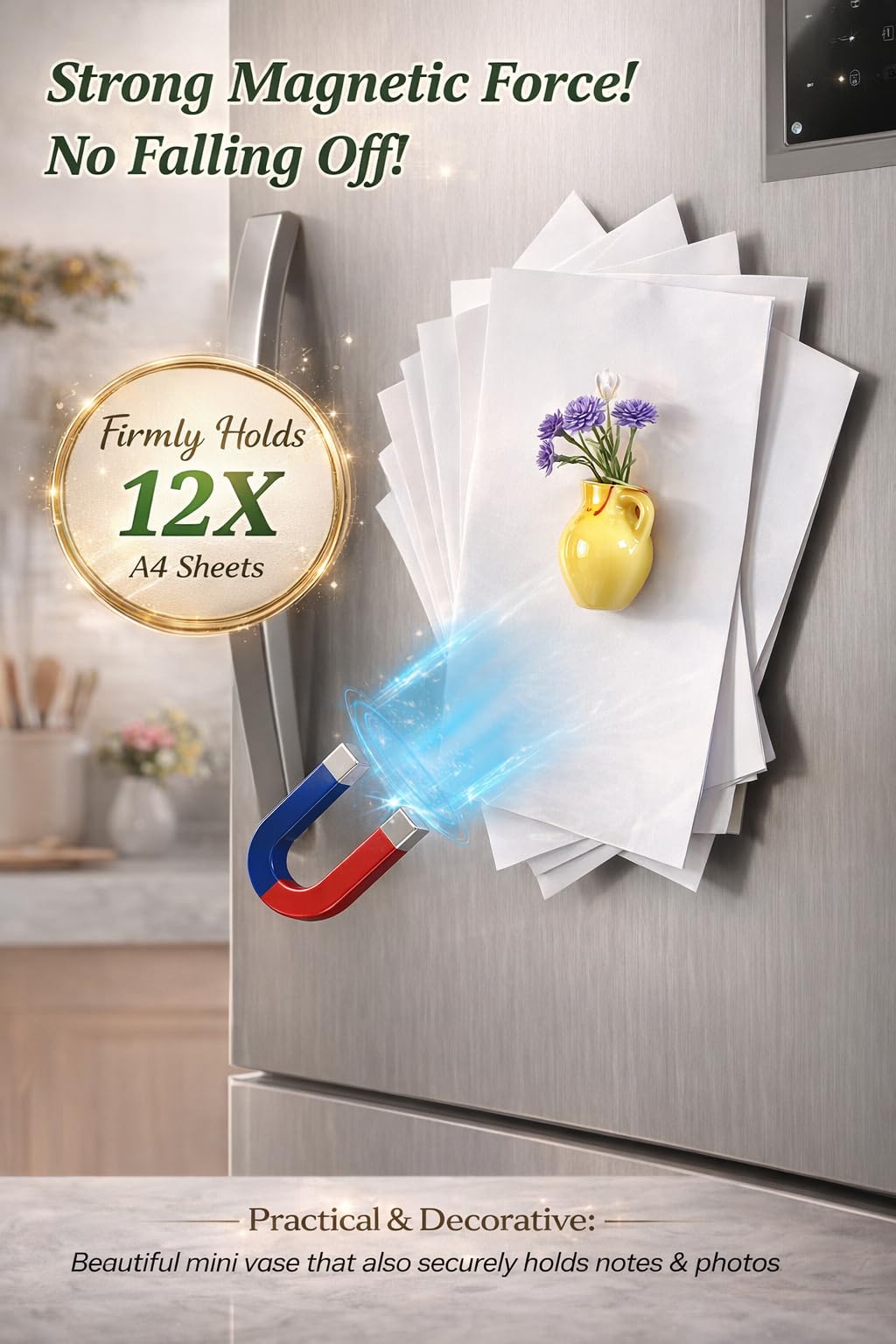Oasis Origin Hand-Blown Mini Vase Magnets for Fridge, Set of 10 Artisan Glass & Ceramic Bud Vases, Each One Unique, Tiny Garden Decor Gift for Mom, Teachers & Coworkers