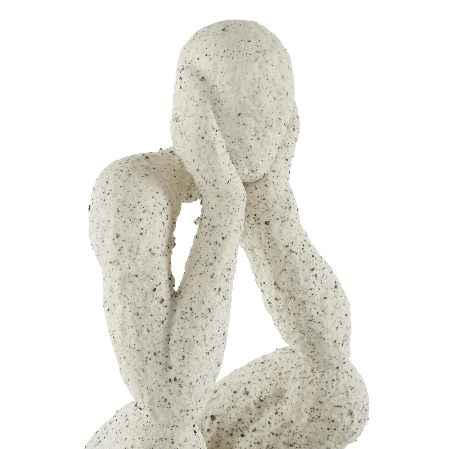 Deco 79 Polystone People Decorative Sculpture Crouching Home Decor Statue with Black Square Base, Accent Figurine 6" x 5" x 16", Cream