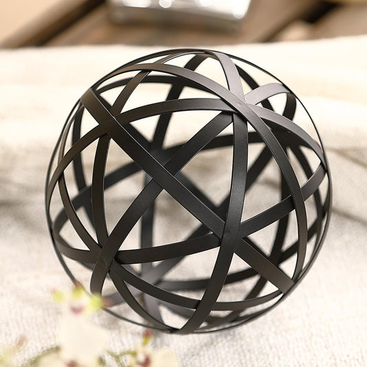 MOCOME 6.2" Black Metal Decorative Sphere - Home Decor Centerpiece & Coffee Table Accent
