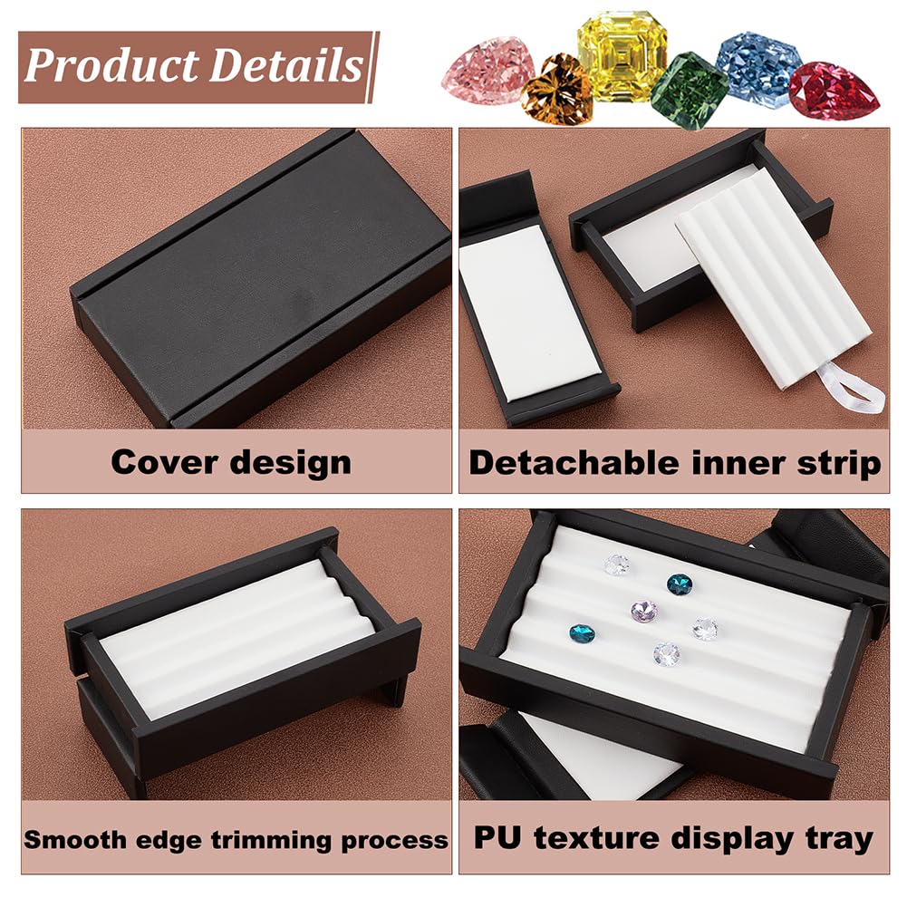 PH PandaHall Gems Storage Container 4 Slot Diamond Display Boxes Gemstone Jewelry Box Show Case Storage Box Holder with Lids and Velvet for Gems Coins Jewelry Displaying and Gift Packing