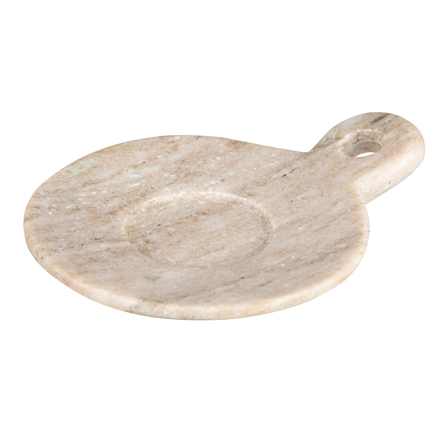 Creative Co-Op Hand-Carved Marble Dish with Handle, Beige
