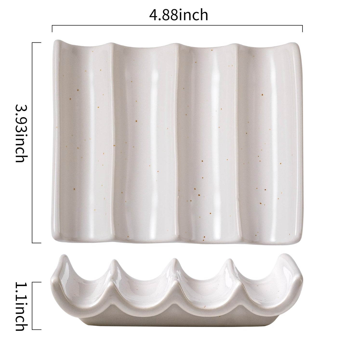 Soap Dish, Draining Ceramic Soap Holder Fluted Design Bar Soap Holder for Shower Bathroom, Soap Saver, Gift for Women Man, White 1 Pcs