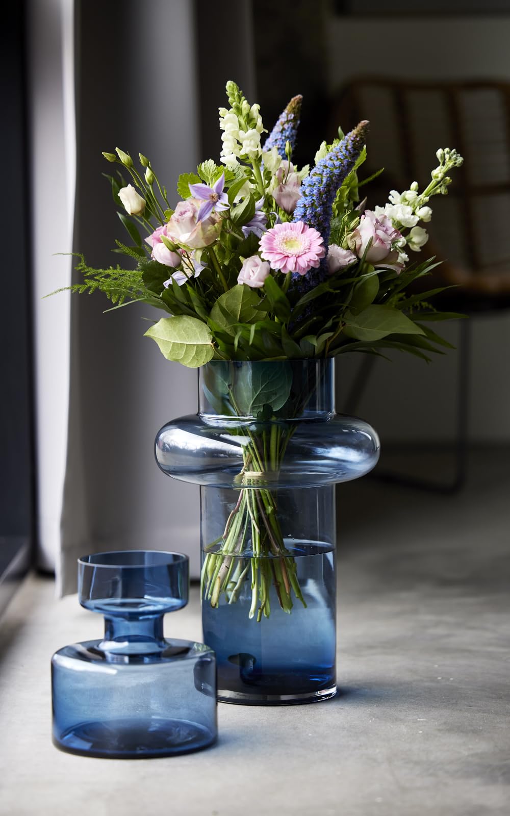 Lyngby Glass Tubular23565 Base, 7.9 inches (20 cm), Blue