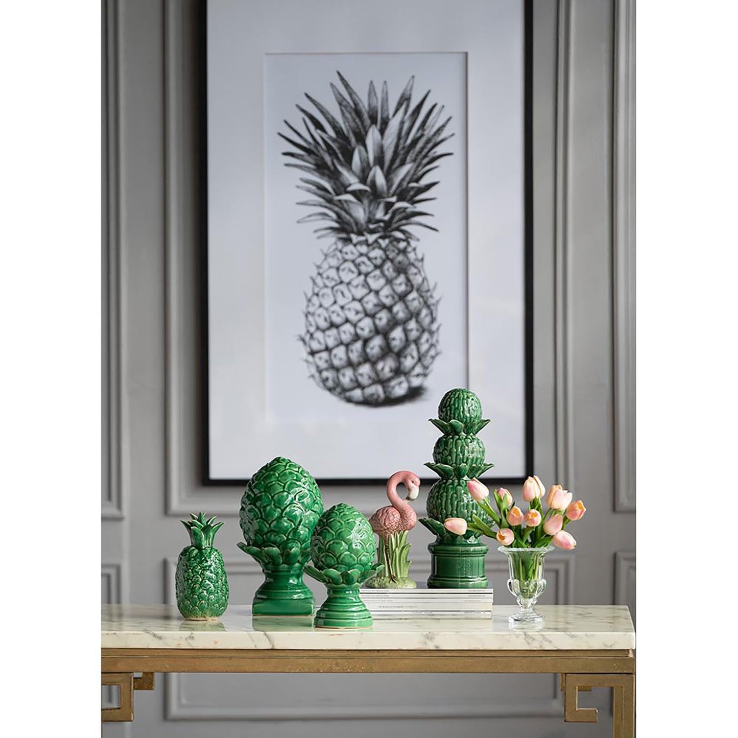 A&B Home Green Artichoke Statue - Decorative Ceramic Statue, Tabletop Home Decor, Living Room Bedroom Coffee Table Office Shelf Accent Piece, 6" x 6" x 9"