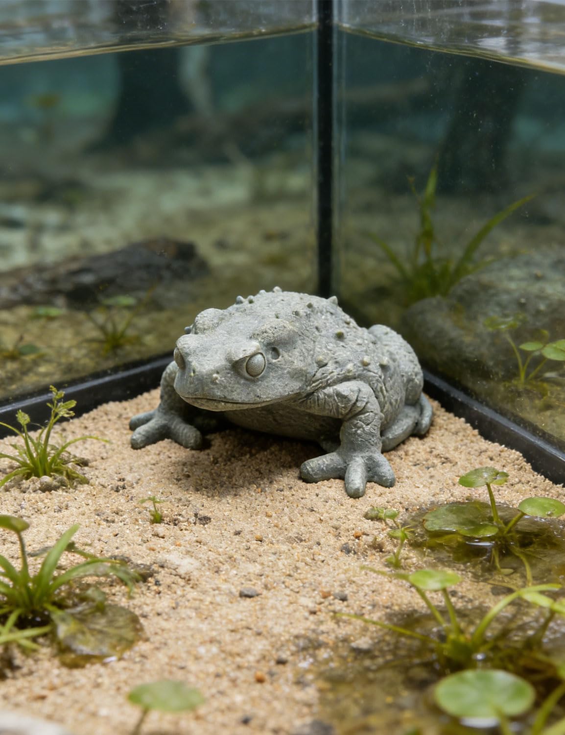 BEIZHAN Realistic Sandstone Toad Statue, Decor for Garden, Aquarium, Terrarium & Feng Shui Good Luck Charm