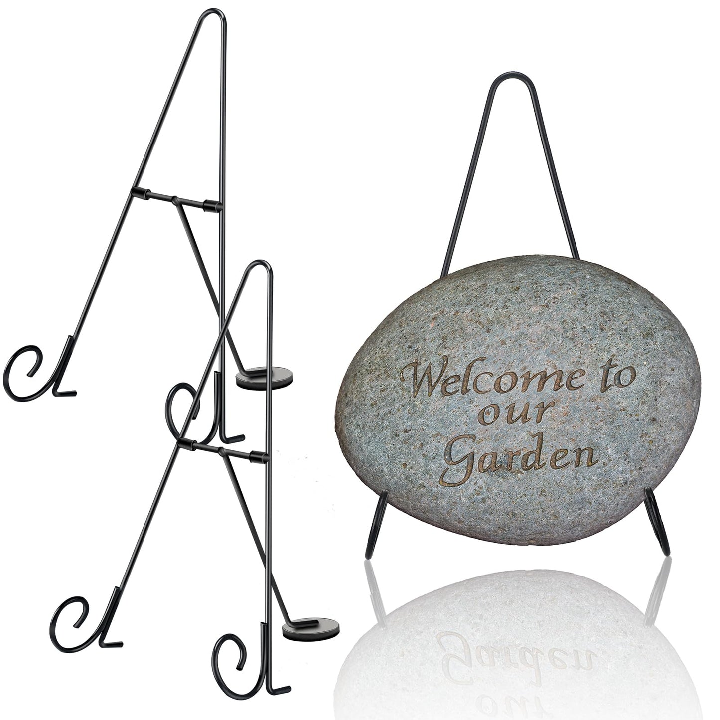 Yungyan Metal Garden Stone Easel for Christmas Yard Decoration 4" D x 7" W x 12" H Outdoor Stone Sturdy Display Stand for Xmas Party Indoor Garden Decor(1 Pcs)
