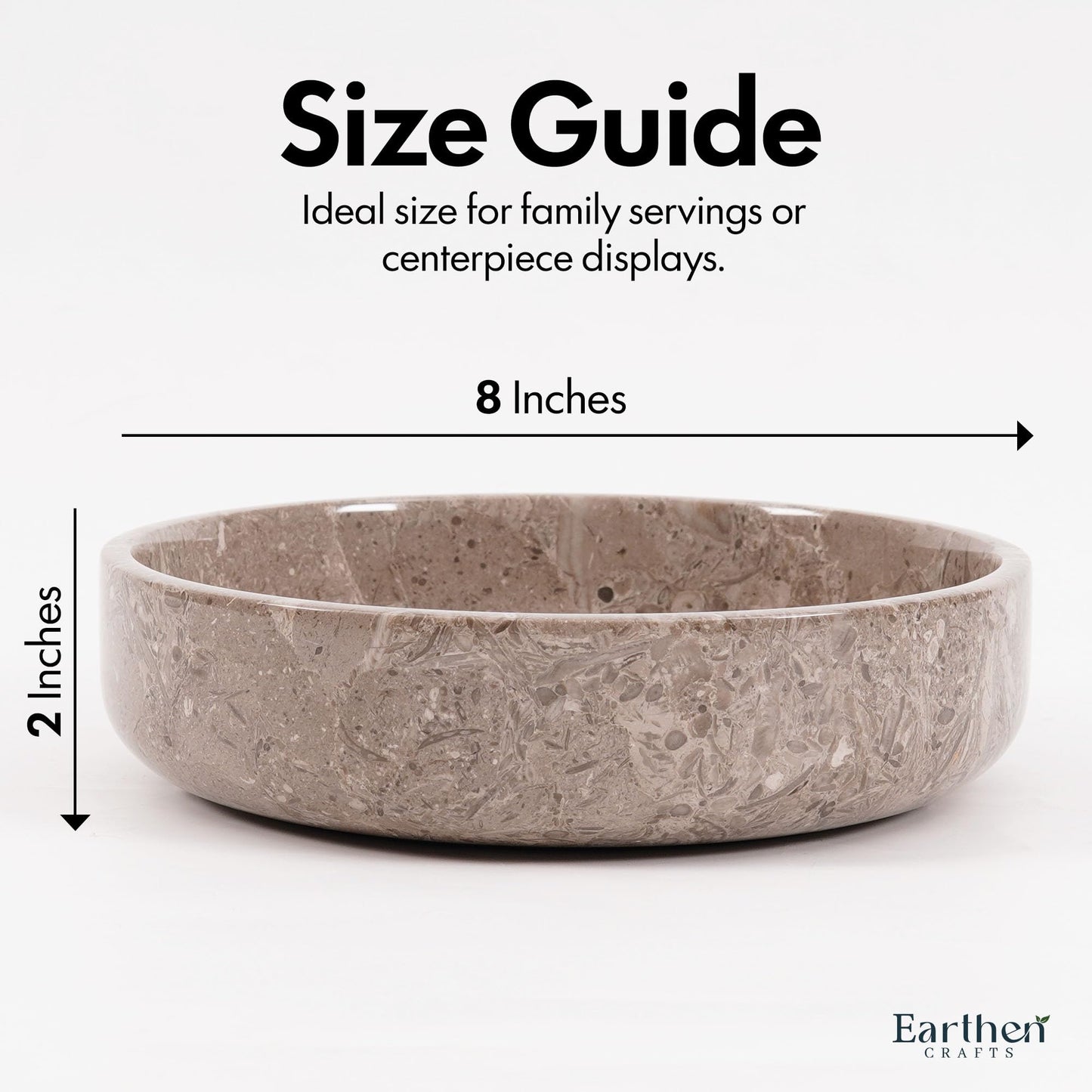 EARTHEN CRAFTS Marble Decorative Bowl 8" Inches Oceanic Handmade Large Fruits Holder for Kitchen Counter Serving, Modern key Bowl, Fruit Dish & Fruit Storage