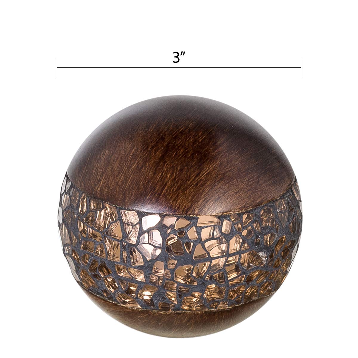 Creative Scents Schonwerk Brown Walnut Decorative Orbs for Bowls and Vase Fillers (Set of 3) Resin Sphere Balls for Living, Dining Room, Coffee Table Centerpiece Home Decor - Great Gift Idea