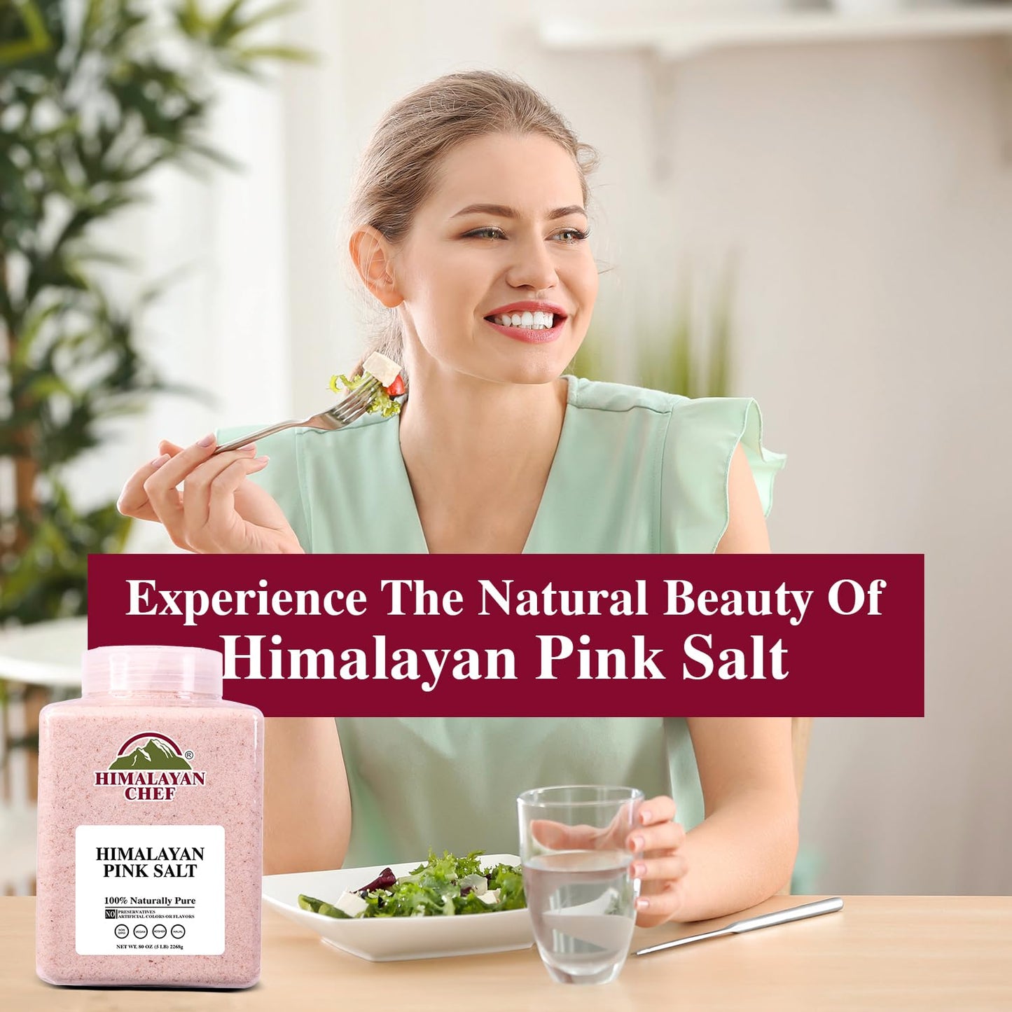 Himalayan Chef Pink Himalayan Salt, Fine Grain - 5 lbs, Organic Food Graded Pink Salt with 84 Rich Minerals, Vegan, Kosher, Non-GMO & Halal Certified, Pack of 2