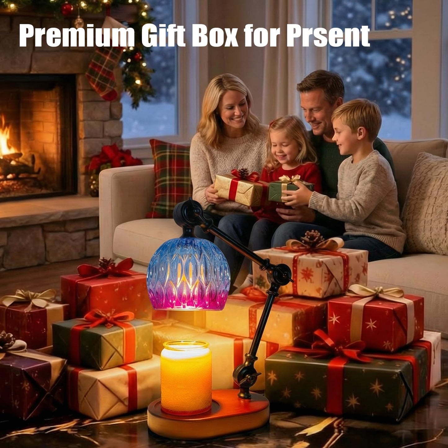 YWYWLED Candle Warmer Lamp, Dimmable Wax Melting Warmer with Adjustable Height, Bedroom Living Room Home Decor, Birthday Relaxation Gifts for Women (Purple, Wave)