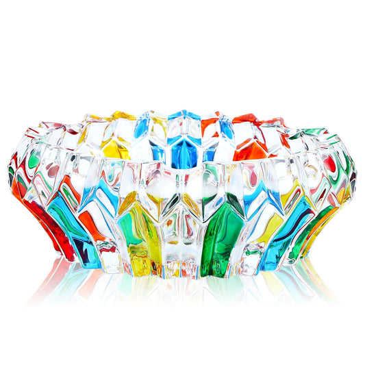 VanEnjoy 5.5 Inch French Multicolor Banded Glass Decorative Bowl for Home Decor, Office Desk, Snack, Candy, Fruit
