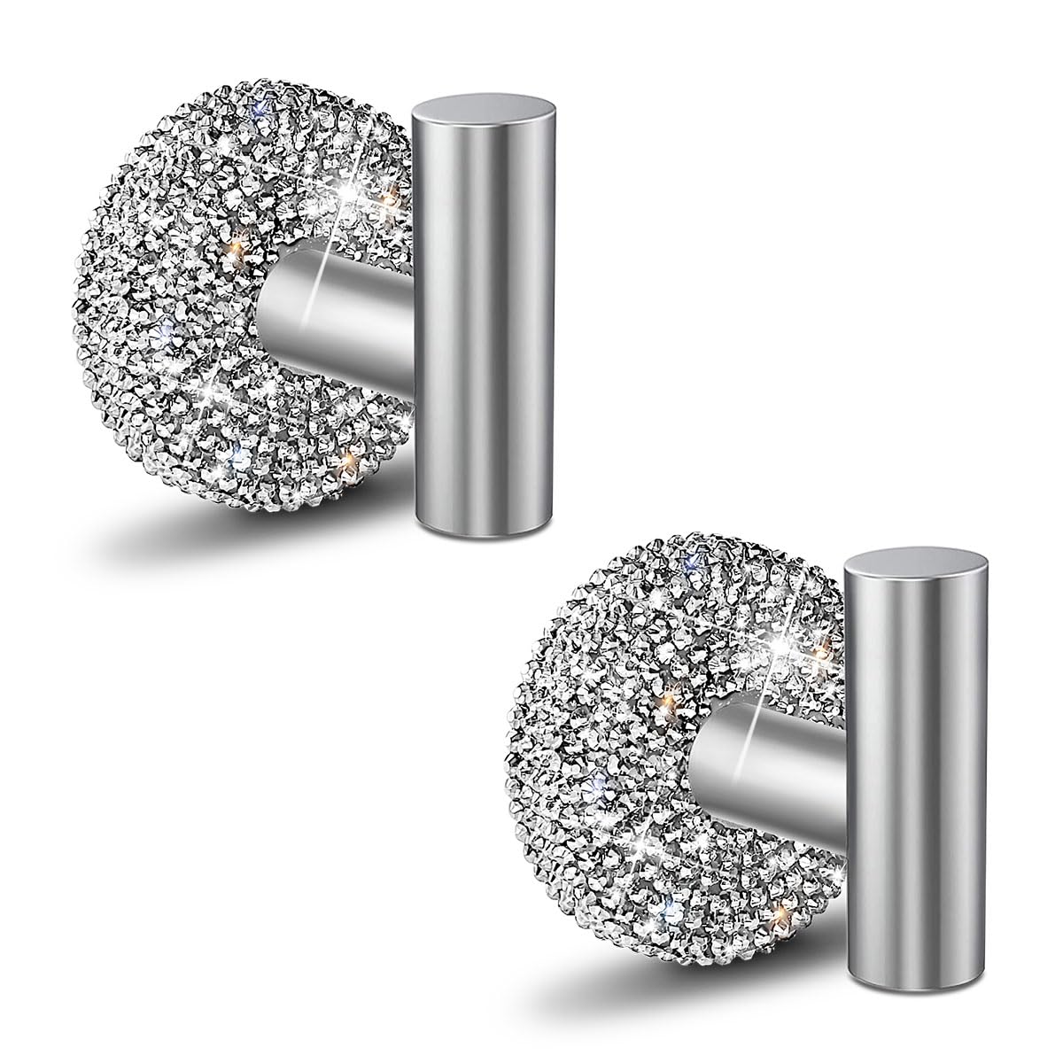 Mifoneix 2 Pack Shine Bathroom Towel Hooks Wall Mount Glitter Hooks Sparkle Silver Towel Racks Coat Hooks, Heavy Duty Robe Hook Holder for Home Living Room Office Hotel